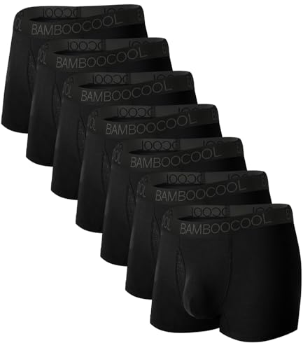 BAMBOO COOL Mens Trunks Underwear Performance Breathable Mesh Fly Zone Moisture-Wicking(7 Pack)