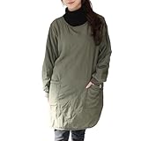 [ON NISHIKI] 割烹着 かっぽう着 レディース 冬 裏ボア 暖かい おしゃれ 可愛い かぶるだけ ロング丈 防寒 キルト加工 シャカシャカ リブ袖 ポケット付き 袖付きエプロン (ｶｰｷ:A/ML/n25531)