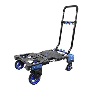 HEFTY 2 in 1 Convertible Hand Trolley Foldable Hand Truck 70/137 KG Dolly Push Cart Dolly with 4 Wheels, Convertible Hand Truck Dolly with 4 Rubber Wheels, Platform Cart for Luggage Warehouse Moving