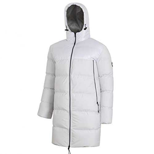 Yunaiyi Men’s Lightweight Water-Resistant Down Puffer Winter Long Warm Zip Hooded Down Jacket Coat Top Blouse With Big Pocket White #TOP2