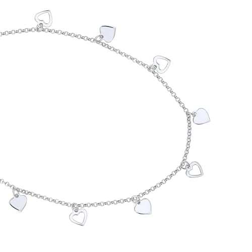 Sterling Silver Jewelry - Rhodium Plated 925 Stamp - Dangling Open and Close Heart Charm Anklet - Foot Jewelry Stylish Beautifully Designed - 9" Long + 1" Extender2