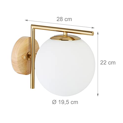 Relaxdays Lampada da Parete a Sfera GLOBI, Attacco...