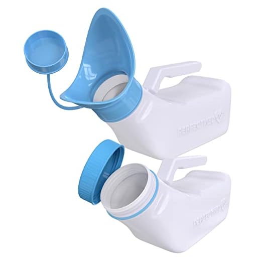 Female Urinal Spill Proof 32 oz (2 Pack)- Urinal for Women & Men - Pee Funnel - Unisex Bed Pan - Portable Urinals for Women - Sturdy Female Urination Device for Car Travel, Road Trip Essentials