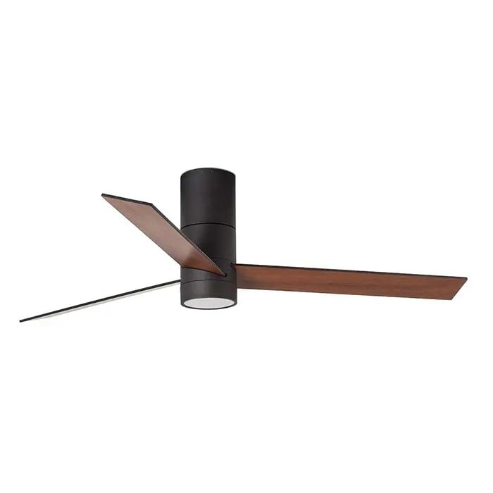 / HYBRID/Ventilador de techo negro con luz y palas reversibles negro-nogal Ø120 cm/Ultra Silencioso, bajo consumo, 6 Velocidades, Mando, Verano-Invierno, temporizador, luz LED regulable