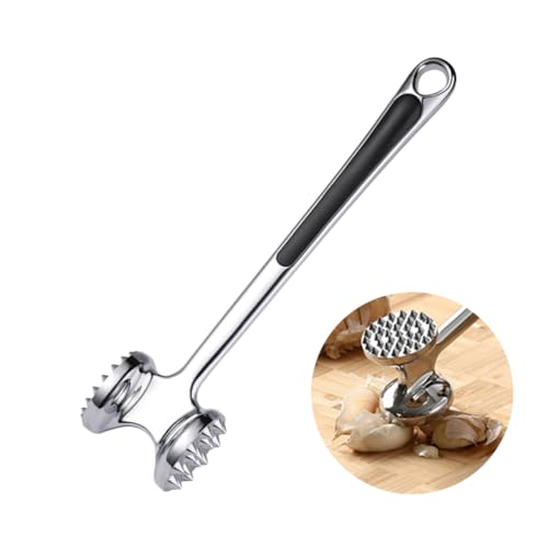 Amosfun Batticarne Martello in Lega di Zinco Doppia Faccia Punte per Rendere Teneri i Tagli di Carne Duri Manico Plastica per Presa Facile e Uso Anello di Sospensione Integrato per Appende