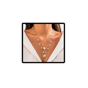 SANNIDHI® Necklace for Women Girls 2Pcs Boho Gold Seashell Pendant Necklaces Layered Pearl Starfish Necklace Chains Beach Jewelry Gift Item for Women 44 31bdU r3ObL. SL500 . SS300