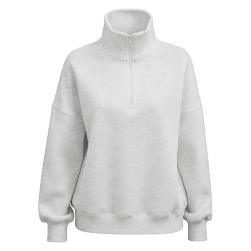 Quarter Zip Pullover Women Sweatshirt Trendy No Hood Oversized Hoodies - image 4