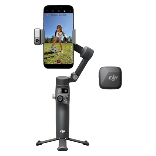 Bundle Créateur Osmo Mobile 8 (Émetteur DJI Mic Mini Noir Absolu), nacelle stabilisatrice pour Smartphone, Suivi natif IA avec Audio et éclairage, Rotation...
