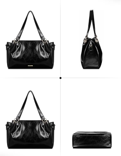 molshine Genuine Leather Tote Bags, Large Capacity Casual Top Handle Shoulder Handbag, Crossbody Bag With Adjustable Strap for Women Lady DLK00163