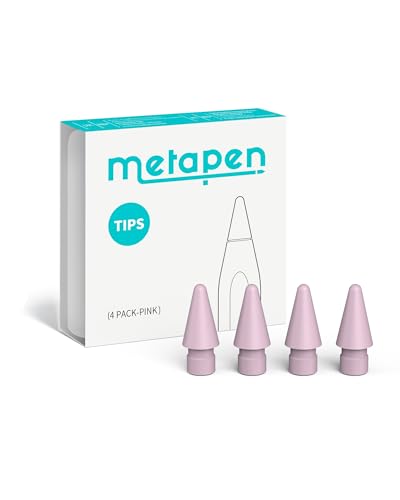 Metapen 4PCS Puntas de Repuesto para Apple Pencil Pro & 1 & 2 Generación, Logitech Lapiz, Puntas de Lápiz Duraderas para metapen A8/ A11/ A14/ Air 8/ D1, Puntas de Stylus de Alta Sensibilidad(Rosa)
