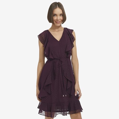Tommy Hilfiger Women's Ruffle Trim Tie Waist Chiffon Mini Dress2