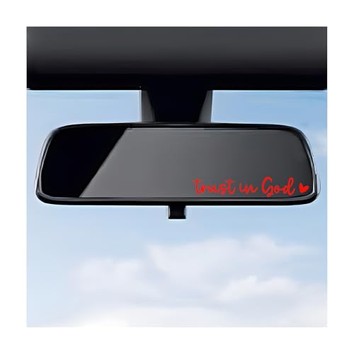 DXNQ 2PCS Trust in God Rearview Mirror Decals Automotive Vinyl Rear View Mirror Decorative Stickers Waterproof Trust in God Stickers for Car Truck Laptop Car Accessories (Red)