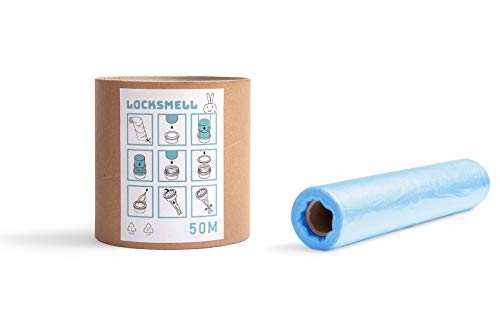 LOCKSMELL Nappy Bin Liner Compatible with Tommee Tippee Sangenic, Angelcare & Litter Locker II cartridges| Made From Recycled Materials + Refill Tube For Easy Refilling (50 m)