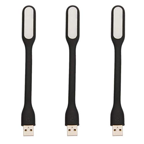 Movilideas 3 Unidades de Lámpara LED USB Flexible para portátil, ordenador, PC, Negro