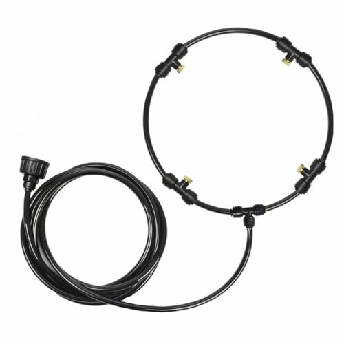 Ecrisdoo ミストファン 扇風機用 ミストシャワー アウトドア 4ノズル 快適 ガーデン用 ミスト発生器 ミストシャワーホース 自動散水セット 噴霧ノズル 熱中症対策 簡単組立 屋外冷却システム適用 省エネ（Amazon）