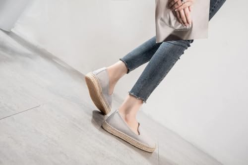 Image of Women's Classic Slip on Flat Shoes Casual Cap-Toe Platform Simple Espadrille Canvas Loafers