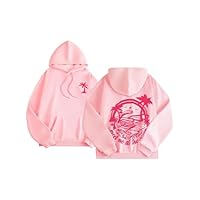 Graphic Palm Hoodies for Women Girls Cute Outfits Puff Hoodie Sweatshirts (Pink,S)
