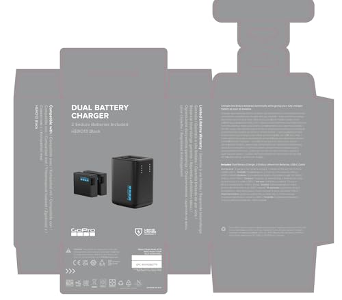 Image of GoPro Dual Battery Charger + 2 Rechargeable Enduro Batteries (HERO13 Black) - Official GoPro Accessory | Origin France. Safe packaging. Delivery with invoice including VAT