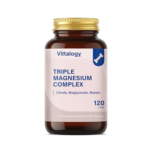 Vittalogy Triple Magnesium Complex. Complemento Alimenticio con Magnesio Citrato, Bisglicinato y Malato para Función Muscular, Nerviosa y Cardiovascular, Sueño Reparador y Vitalidad Mental (1 bote)