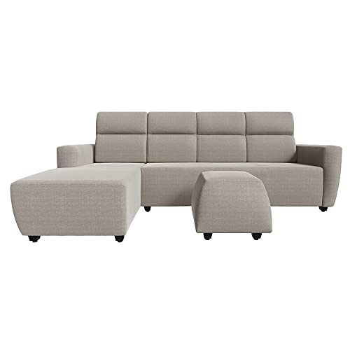 Image of Wakefit Sofa Set | 3 Year Warranty | Sofa 3 Seater, 3 Seater Sofa for Living Room, Wooden Sofa Set, 3 Seater + Left Aligned, Sofa for Living Room - Belize(Omega : Pearl)