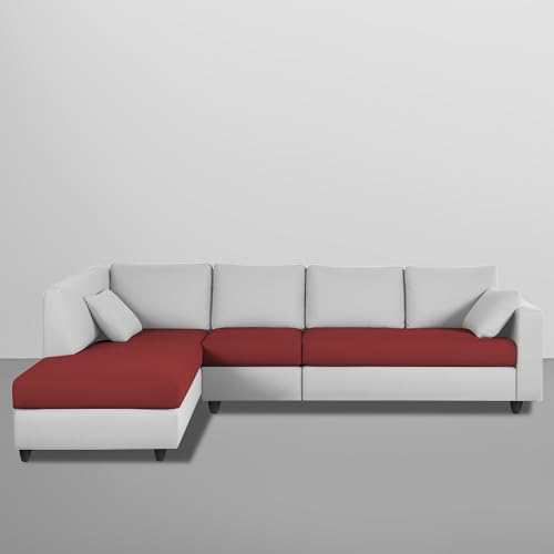 Image of Florian LHS 6 Seater L Shape Sofa Set for Living Room (Maroon Grey Fabric) Premium Fabric Sofa