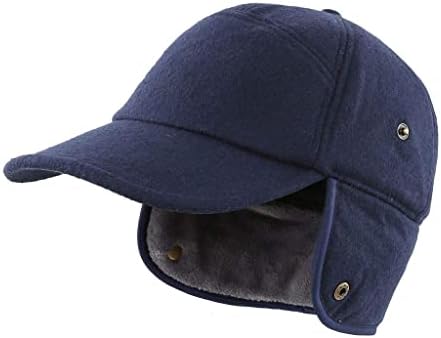 Home Prefer Mens Winter Hat with Visor Earflaps Baseball Hat Faux Fur Trooper Trapper Hat for Men