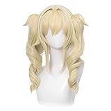 LABEAUTÉ Anime Blonde Pigtails Wig for Barbara Cosplay Wig with Ponytails Lolita Curly Hair with Ponytails + Cap