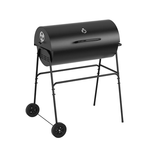 House Of Home XL Barrel Charcoal BBQ Grill – Large Black Smoker with Thermometer, Wheels, Ash Catcher & Side Vents – Portable Garden Coal Barbecue for Outdoor Cooking 3 House Of Home XL Barrel Charcoal BBQ Grill – Large Black Smoker with Thermometer, Wheels, Ash Catcher & Side Vents – Portable Garden Coal Barbecue for Outdoor Cooking - Image 3