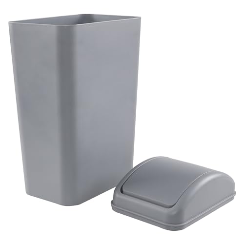 Poubelle en plastique de 14 l Morcte compacte avec bac à couvercle oscillant amovible gris