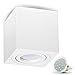 Produktbild JVS Aufbauleuchte Aufbaustrahler Deckenleuchte Aufputz LED 4W Warm-weiß Milano GU10 Fassung 230V Eckig Weiss schwenkbar Deckenleuchte Strahler Deckenlampe Aufbau-lampe Downlight aus Aluminium