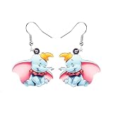 Pendientes con imagen impresa de elefante Dumbo sobre base acrílica