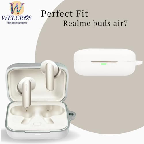Image of WELCROS Soft Silicone Case Cover Compatible for Realme Buds Air 7 | 7 Pro (White, Combo)
