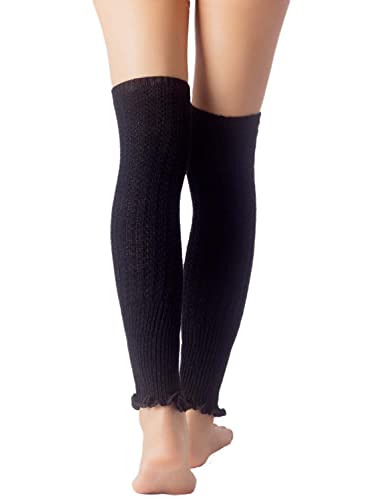 Ib-Ip Women's Leg Warmers Ballet Dancers Aerobics Cute Warm Costume Solid Color, Size: One Size, Black #TOP5