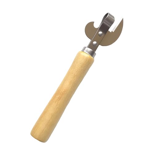 Lotnery Manual Tin Opener- Multi-Functional Can Opener with Ergonomic Wood Handle, Side-Cut Design for Effortless Opening, Portable Bottle & Tin Opener for Camping, Kitchen & Travel