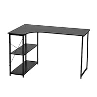 Amazon | パソコンデスク l字 120cm 2段ラック付 デスク木製