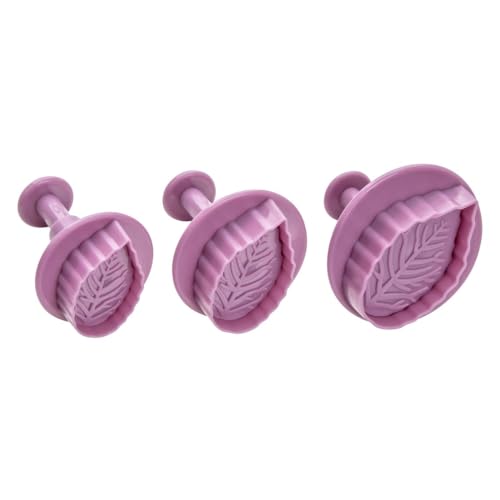 Zenker Set de 3 Emporte-Pièces Poussoir Motif Feuille, Plastique Rose, 4,7 cm