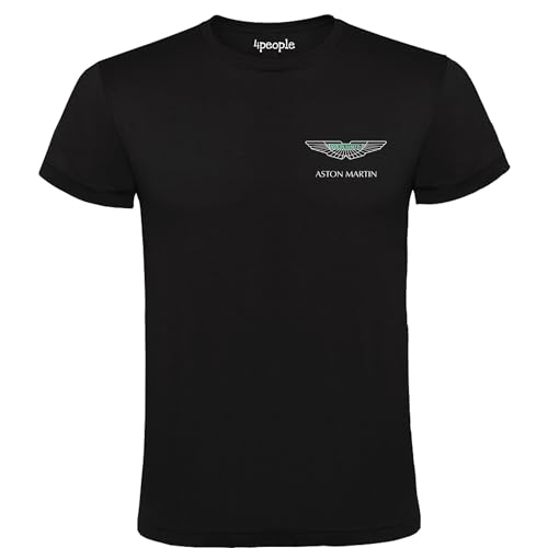 T-shirt noir avec logo Aston Martin pour homme, 100 % coton, disponible en tailles S, M, L, XL XXL : style et confort à chaque promenade, Noir , XL