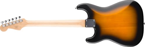 Image of Squier by Fender Debut Collection HT HSS Stratocaster Electric Guitar, Laurel Fretboard, White Pickguard, 2 Tone Sunburst | Starter electric guitar, free lessons included, 2-year warranty, HSS pickups, satin finish, ideal for kids and adults