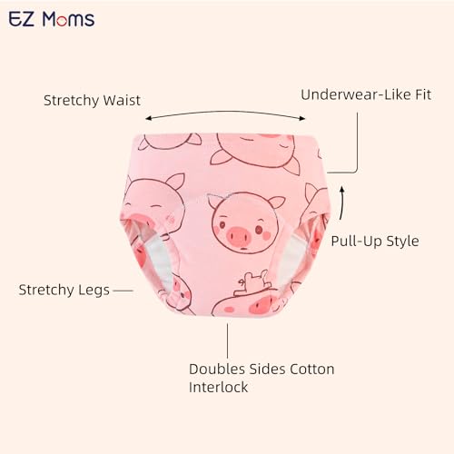 EZ Moms 6 Packs Potty Training Underwear for Girls 100% Cotton Absorption Padded Toddler Training Underwear Girls 3T Leakproof Reusable Kid Confident Toddler Panties Pee Pants with Potty Sticker Chart2