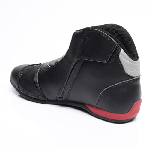 Image of TVS Racing Ankle Length Slip-On Riding Boots for Men:Waterproof Riding Shoes with Reflective Panel