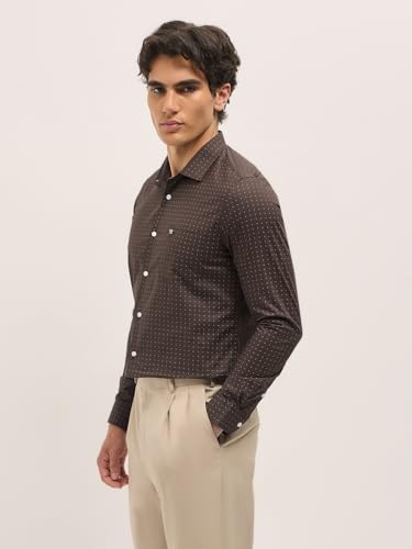Image of THE BEAR HOUSE Men's Blue Tailored Fit Full Sleeve Cotton Printed Shirt