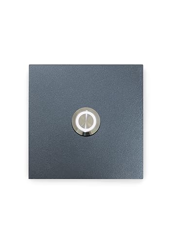 KTC-Home PREMIUM Türklingel Anthrazit - LED Drucktaster Weiß - Größe: 8x8cm - RAL 7016 - UV & Witterungsbeständig - Pulverbeschichtet