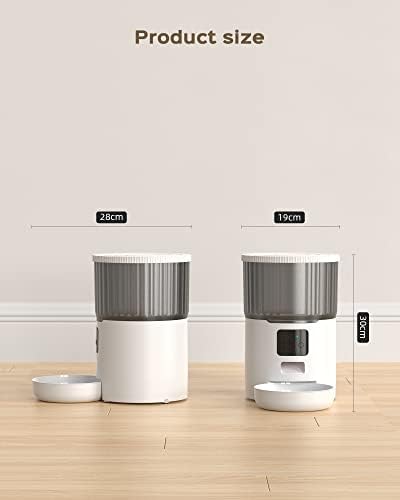 Automatic Cat Feeder, 4L Timed Food Dispenser with 10s Voice Recorder, UIOOQ 2.4GHz WiFi , APP Control,Twist Lock Lid,Up to 12 Portions 10 Meals Per Day, for dogs and cats