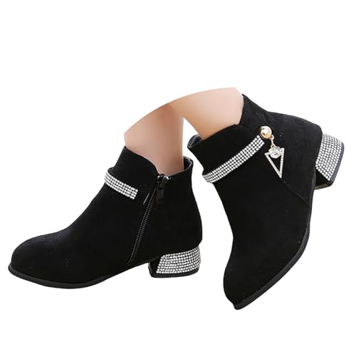 IWIHMIV Girls Dress Boots Ankle Boots for Girls Toddler Low Chunky Heel Side Zipper Short Dress Booties3