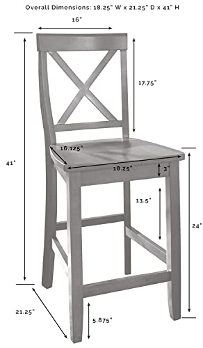 Juego de 2 Butacos de Madera con Espalda en X de Crosley Furniture, Blanco, Altura 24 pulgadas miniatura 3