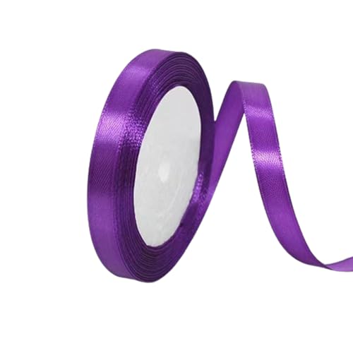 Purple Satin Ribbon 3/8 Inch x 25 Yards, Solid Color Fabric Silk Ribbon for Halloween Crafts Gift Wrapping DIY Bows Bouquet Decoration Wreath Christmas Tree Wedding and Invitation Card