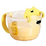 Taza medidora de filtro de dibujos animados – Jarras de medición con escala y filtro, cuenco de filtro líquido de huevo resistente al calor, accesorios para hornear utilitarios, contenedor de