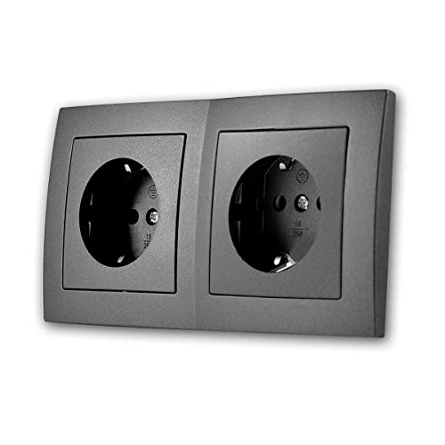 Enchufe De Pared FLAIR 2 Vías Con Tapa: 16A 250V, Montaje Empotrado, Mate, Para Baño O Cocina