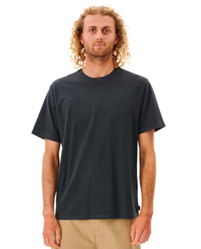 Rip Curl Men's Short Sleeve Plain Wash Tee, Washed Black, Medium