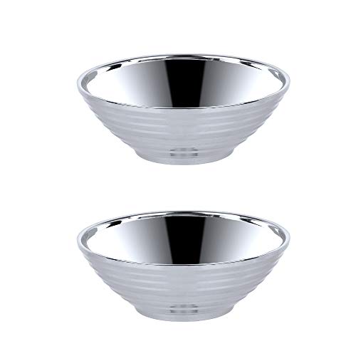Bols à ramen en acier inoxydable 18/8 de 18 cm argentés par 2